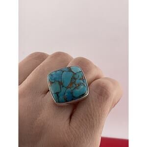 DTR 925 Sterling Silver Turquoise Ring Size 10